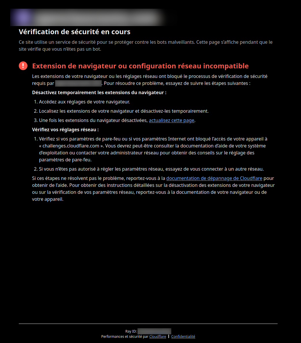 Quand des sites exigent que nous laissions CloudFlare nous renifler