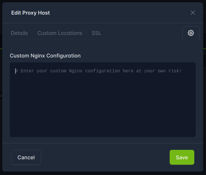 NPM (Nginx Proxy Manager: Custom Nginx Configuration)